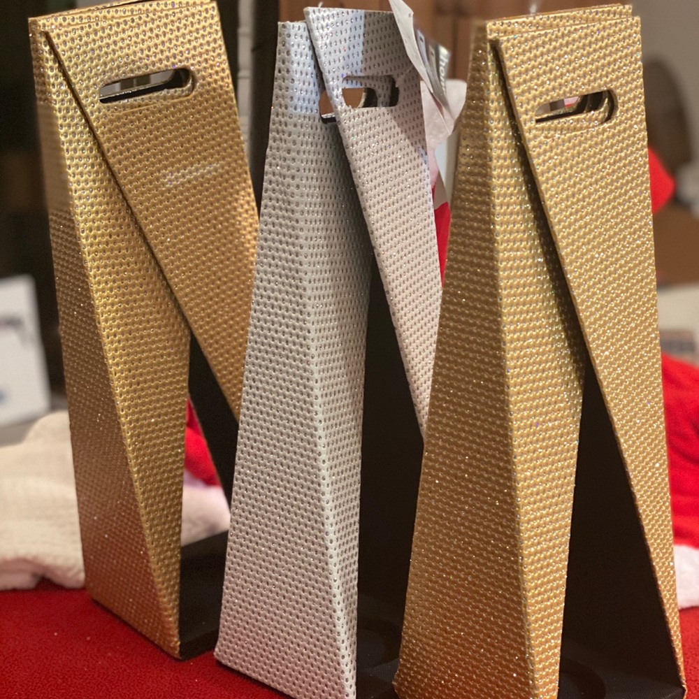 Silver or Gold Wine Carriers.Great for Holidays